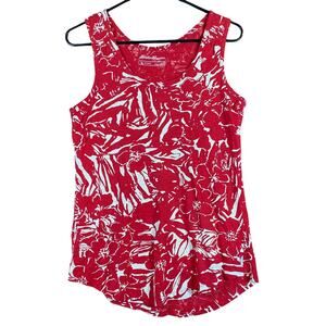 Eddie Bauer Womens Shirt Red White Floral Casual Athletic Outdoors Casual Small